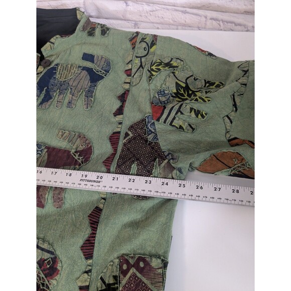 Silver Stream Green Elephant Applique Jacket Boho Art t Wear Reversible One Size - Picture 8 of 11